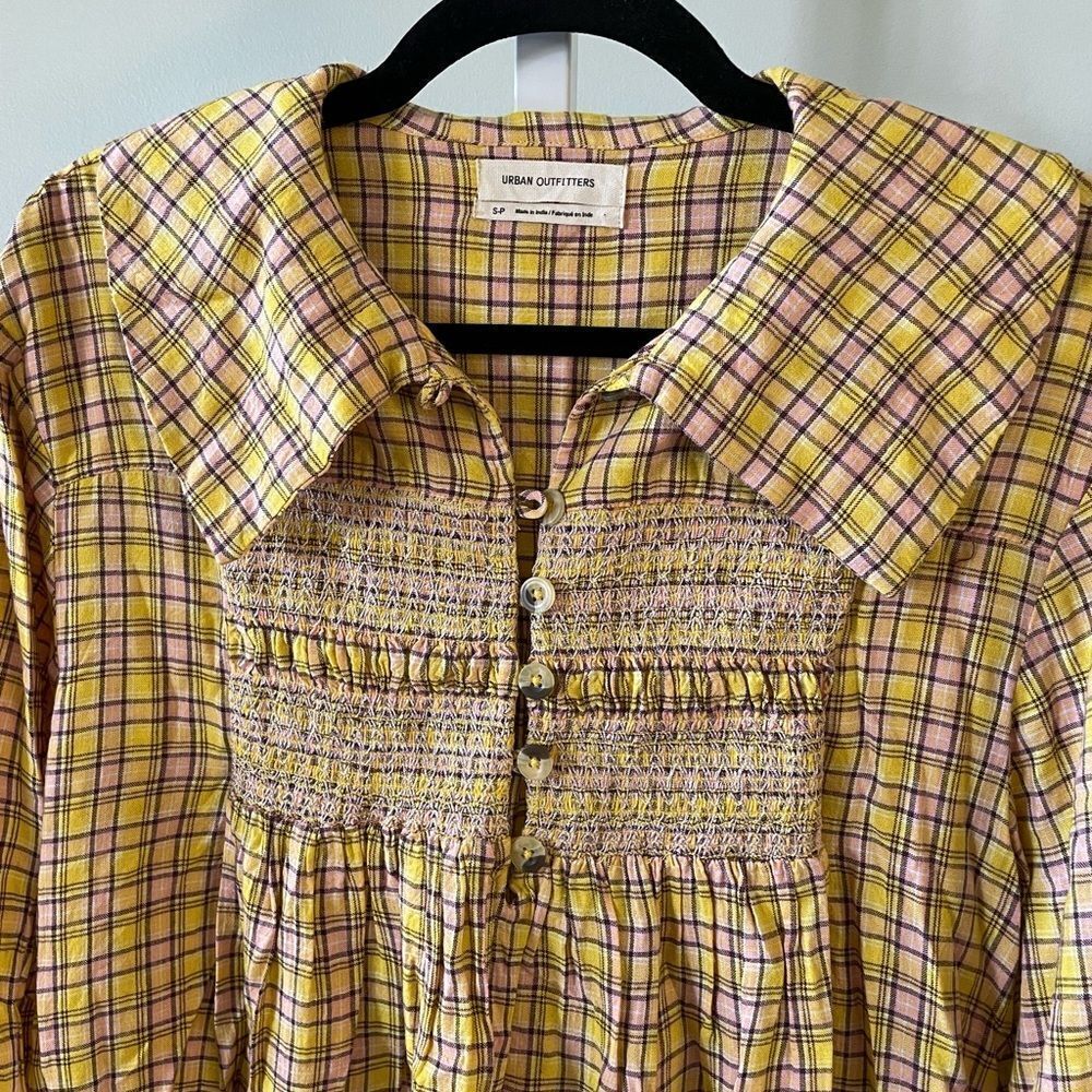 Urban Outfitters Yellow Plaid Tunic - Picture 2 of 4